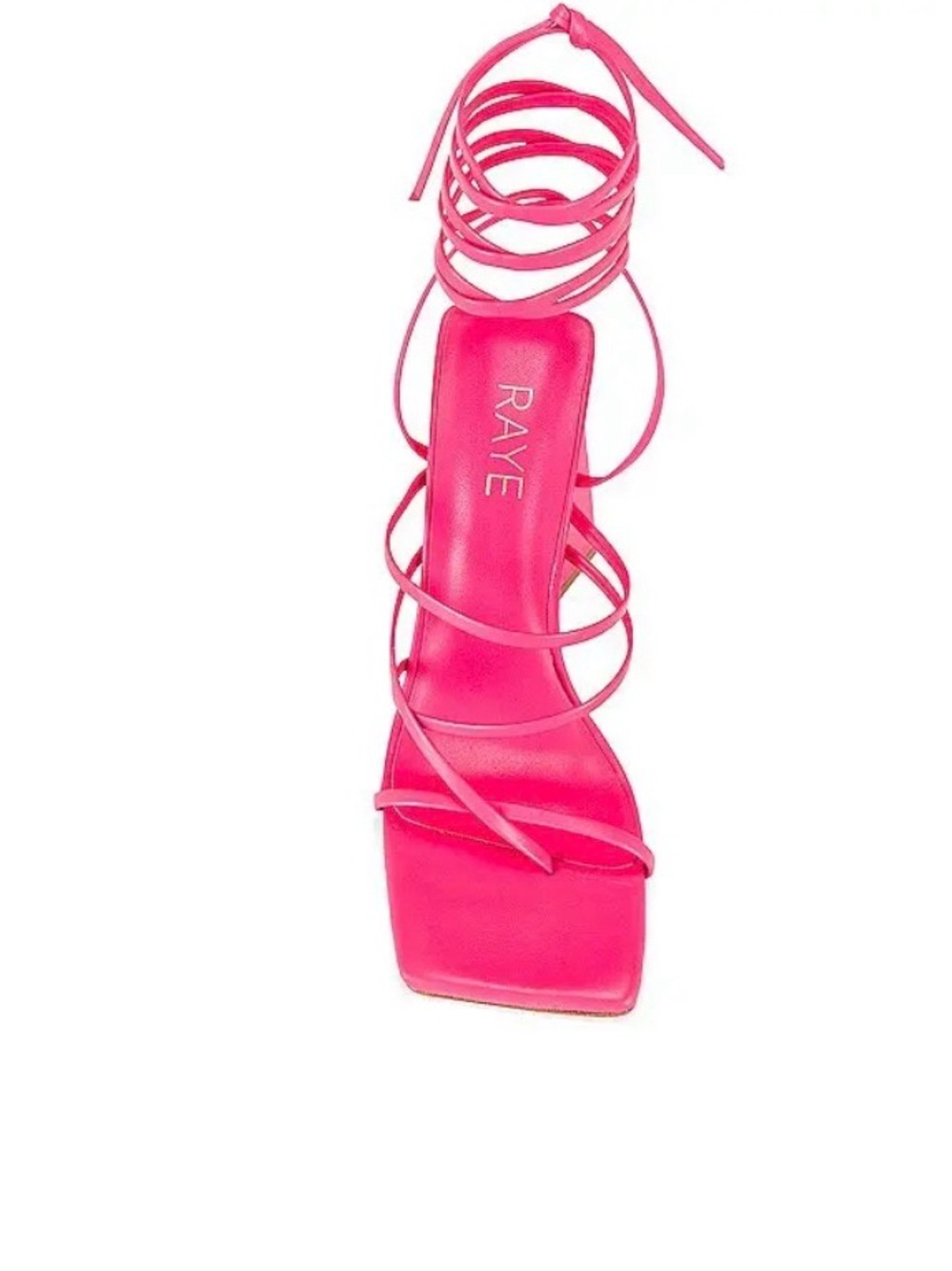 RAYE Hot Pink Lace-Up Strappy Square-Toe Sandal